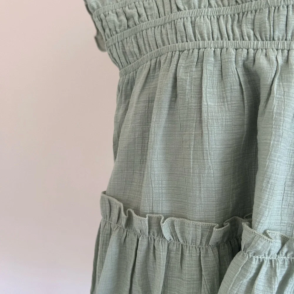 NEW Chic Sage Green Ruffle Mini Dress - Picture 8 of 10